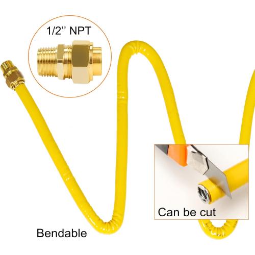 CSST Corrugated Stainless Steel Tubing 37 Ft 1/2 Flexible Natural Gas Line Pipe Propane Conversion Kit Grill Hose with Male Adapter Fittings