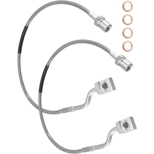 89370 Brake Lines Fit for Chevy Silverado 1500 2500 3500 Suburban GMC | Front Stainless Steel Braided Brake Line Kit Fit for GMC Sierra Tahoe 2017-2019, Hydraulic Brake Hose Replacement, 2 Pack