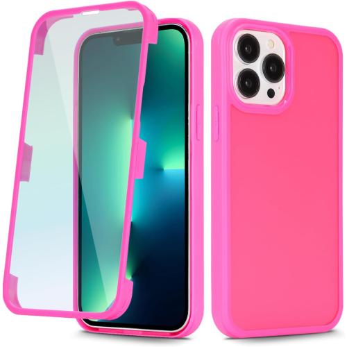 for iPhone 13 Pro Max Case with Built-in Screen Protector, for Apple 12 Pro Max Full-Body Phone Cases for Men Women Girl, Rose Red