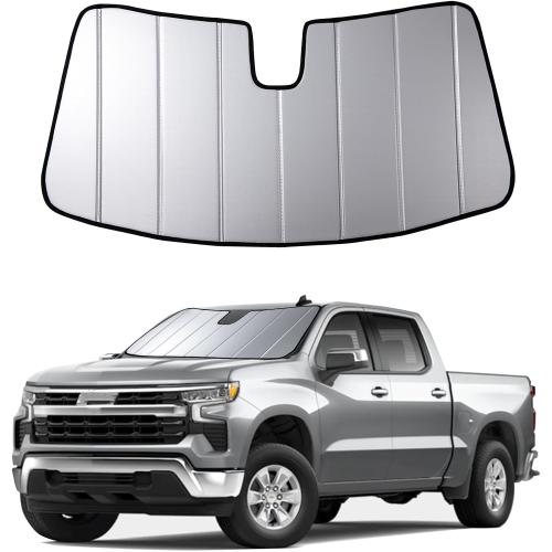 Windshield Sun Shade Compatible with Chevrolet Silverado 1500 /GMC Sierra 1500 2019-2025,Silverado/Sierra 2500 HD,3500 HD 2020-2025 Foldable Sun Visor Front Window Sunshade with Storage Bag