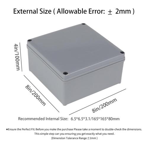 Junction Boxes-8 x 8 x 4 IP65 ABS Plastic Dustproof Waterproof Electrical Box Project Junction Conduit Box for Electrical Outdoor Enclosure
