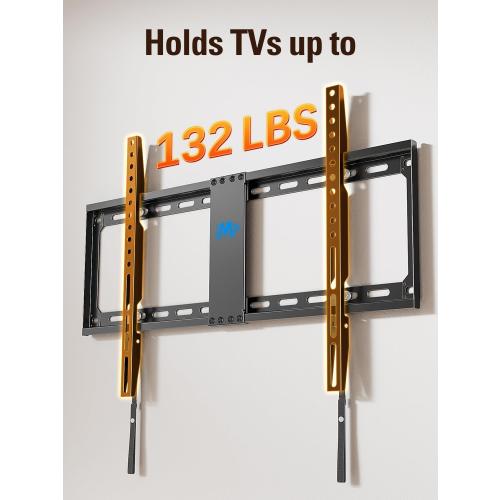 Mounting Dream TV Mount Fixed for Most 42-84 Inch Flat Screen TVs, TV Wall Mount Bracket up to VESA 600 x 400mm and 132 lbs - Fits 16/18/24 Studs - Low Profile and Space Saving MD2163-K