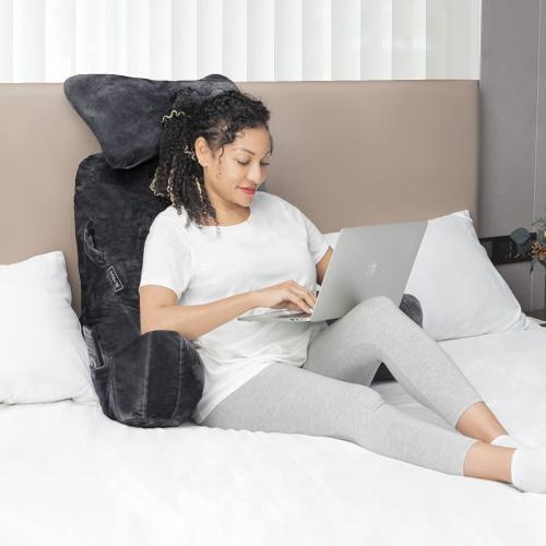 Reading Pillow-Extra Large 31 Bed Rest Pillow with Detachable Neck Roll & Arms for Sitting in Bed or Couch-Backrest Reading Pillow Adult Back Pillows for Reading,Watching TV,Gaming,Relaxing-Black