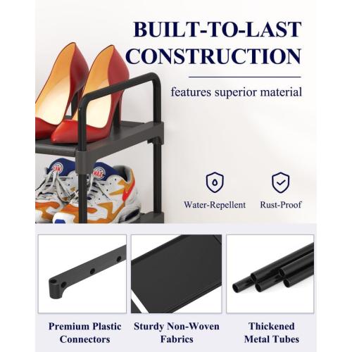 Kitsure Shoe Rack for Closet, Sturdy Shoe Storage for Entryway, Space-Saving Shoe Rack Small and Shoe Shelf, 27.6 Wide, Black