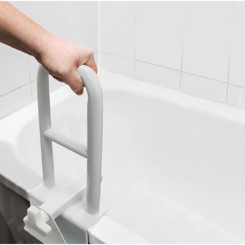 Vaunn Medical Adjustable Bathtub Safety Rail Shower Grab Bar Handle, Stainless Steel, White