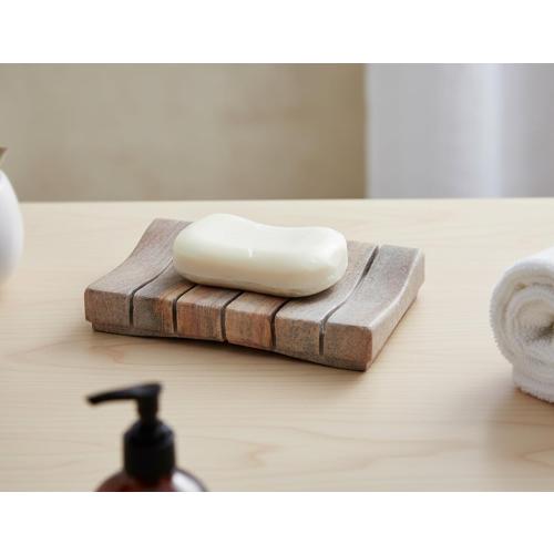 Natural Water Absorbent & Rigged Soap Dish Soap Holder Made of Natural Stone - Unique Bath Bathroom Accessories (Vertically Ridged)