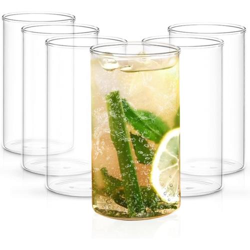 Borosil VCL350 Vision Classic [Set of 6] Premium Clear Lightweight & Durable Drinkware, Odor Resistant, Dishwasher Safe - For Water, Juice, Beer, Wine, and Cocktails |12 Ounce Cups