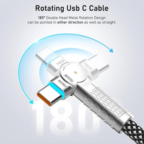 USB C to USB C Cable10ft,240W 2-Pack Braided 180°Rotating Type C Charging CableFast Charge for iPhone 16/16Pro/16Plus/16ProMax,MacBook Air,iPad Pro,Pixel,Samsung Galaxy S23/S24 Ultra-Black