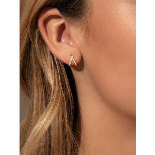 Gold/Silver Earrings for Women Trendy,14K Real Gold Plated Stud Earrings Dainty CZ Hypoallergenic Small Hoop Earrings for Women Gifts