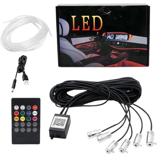 Car Atmosphere Lights - 5m 6m LED Fiber Optic Strip | Rubber APP Wireless Car Light | RGB Interior Decorative Strip for Trailer, Truck, Sedan, Pickup for Night Drives, Party, Decoration
