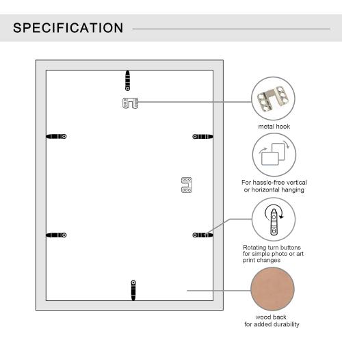 Boarding 12X16 Picture Frame with Shatter-Resistant Glass - Use as Frame for 9x12 Photo with Mat or 12 x16 without Mat,Sylvan Collection,Photo Frames for Wall Display (Black, 12X16)