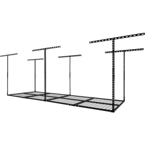 3 x 8FT Overhead Garage Storage Rack, Adjustable Ceiling Storage Racks, Garage Shelving Heavy Duty Storage Organizer System, 600lbs Weight Capacity (Black)