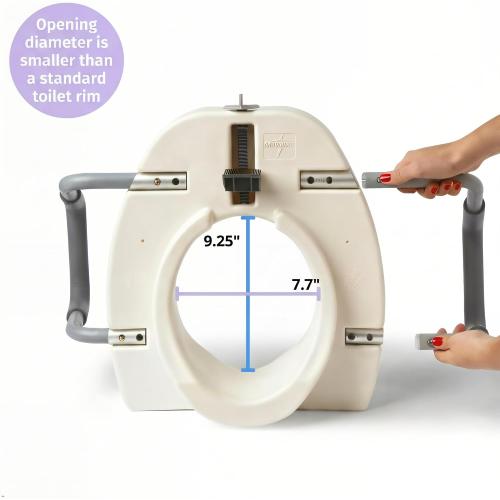 Medline 5 Elongated Raised Locking Toilet Seat, 400 lb Capacity | Toilet Riser with Removable Padded Arms, Fits Most Elongated Toilets, No Lid, Medical Seat For Adults and Elderly