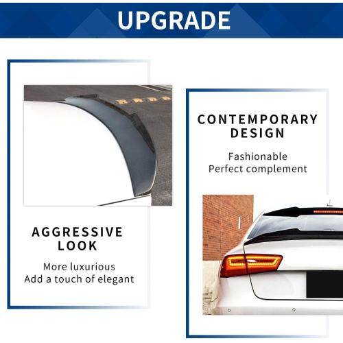 Real Carbon Fiber C7 Spoiler PSM-Style Compatible with (2013-2018) Audi A6 S6 C7 4-Door Sedan