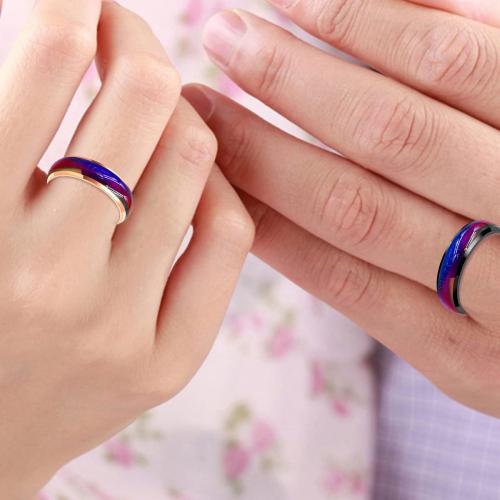 6mm Stainess Steel Band Temprature Sensitive Color Changing Mood Rings for Men Women, His Her Black Rose Gold Plated Anniversary Wedding Birthday Band Rings Y1854