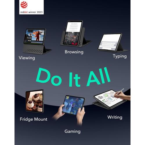 ESR for iPad Pro 11 Inch Case (2022/2021/2020/2018, 4th/3rd/2nd/1st Generation), Removable Magnetic Cover, Adjustable Portrait/Landscape Stand with Raised Display View, 9 Standing Angles, Black