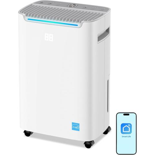 Size Medium Color White OGACFO 70 Pint Energy Star Dehumidifier, 4,500 Sq. Ft Quiet Smart Dehumidifier with Drain Hose, Auto Defrost, Humidity Control for Basement, Bedroom, Bathroom, Living Room & More Areas