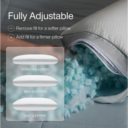 Coop Home Goods Cool  Adjustable Pillow, King Size Plus Shaped Memory Foam Pillows with Cooling Gel, Back, Neck Support, Stomach or Side Sleeper Pillow, CertiPUR-US/GREENGUARD Gold‼️missing item‼️