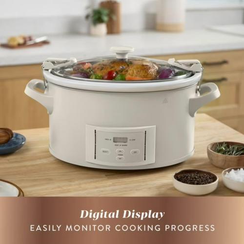 7 Quart Programmable Slow Cooker with Locking Lid, Dishwasher Safe Stoneware, Auto-Warm, Cook & Carry