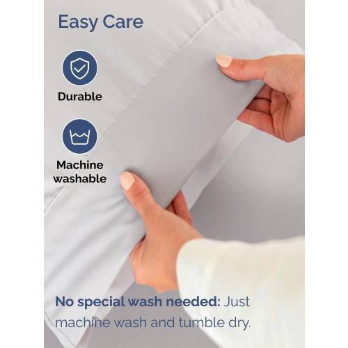 Extra Deep Split King Sheet Set - 7 Piece Breathable and Cooling Sheets - Hotel Luxury Bedding for Women, Men, Kids & Teens - Easy Secure Fit - Soft & Wrinkle Free - Extra Deep Pockets - French Grey