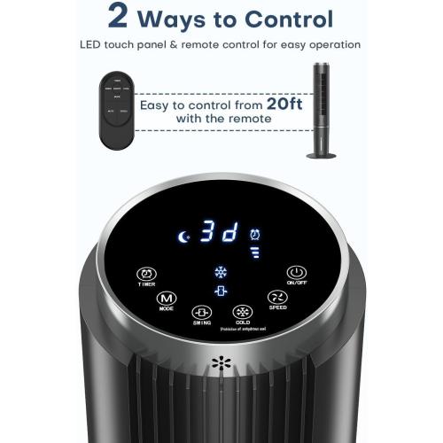 42 INCH Portable Air Conditioners w/LED Touch Screen, 4 Mode&3 Speed,1-Gal Tank for 15H Cooling Evaporative Air Cooler,12H Timer, No Hose No Window Needed, 90° Oscillating AC Unit for Bedroom