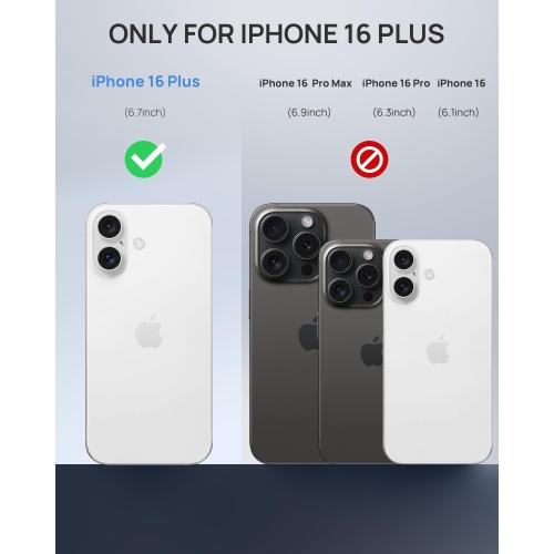 Lanhiem Magnetic for iPhone 16 Plus Case, IP68 Waterproof Dustproof Case, [Compatible with Magsafe] [Built-in Screen Protector] Full Body Heavy Duty Rugged Phone Cover 6.7 inch, Blue/Clear