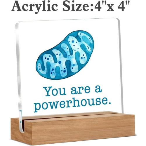 Biology Gifts for Women Men, Science Motivational Quote Sign, Acrylic Decorative Sign, 4 x 4 Inches