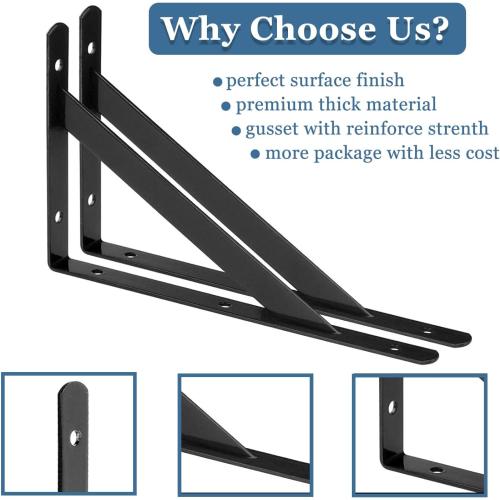 Shelf Brackets 12 Pack 7 inch Heavy Duty Metal L Brackets for Shelf 7x5 Black Iron Wall Mount Screw Included
