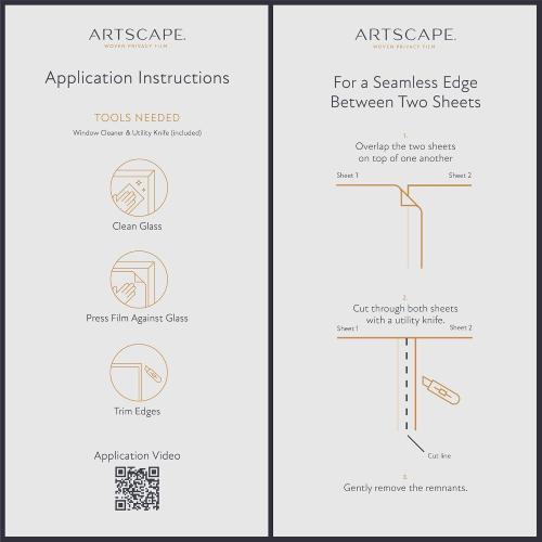 Artscape Fog | Woven Window Privacy Film | UV Protection | PVC-Free | Easy to Apply & Removable | 23.5 x 41.5 inches | Made in Belgium