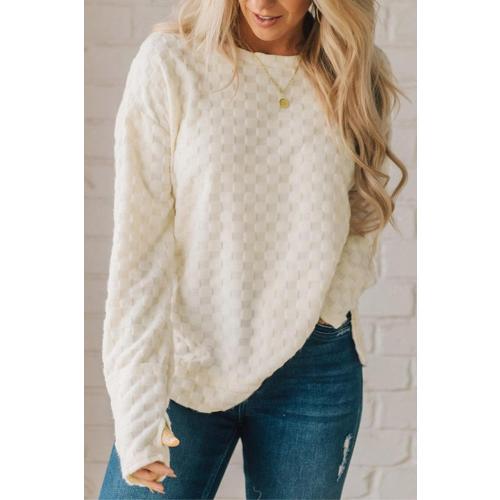 Size M Chvity Women’s Textrued Thumbhole Sleeve Knit Tops Crewneck Long Sleeve Solid Pullover Sweatshirt Tops