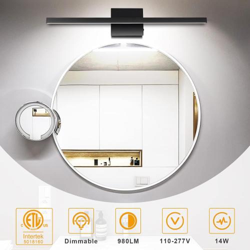 NIORSUN 23.6 inch Black Bathroom Vanity Light,14W 5CCT Dimmable LED Bathroom Lighting Fixtures Over Mirror, Modern Vanity Lights for Bathrooms Restroom Mirror- ETL Certified