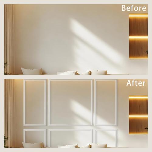 3 Set Peel and Stick Wall Molding Kit,Premade Self Adhesive Wainscoting Panels,Ready to Assemble Accent Molding Trim for Interior Wall Moulding Decor (24x60in)