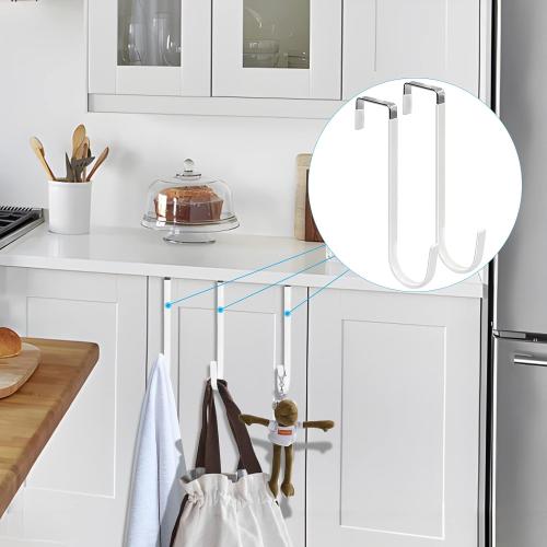 FYY Over the Door Hooks, Single-Hanger 4 Pack, Fits Doors 1.6 White | Heavy Duty Metal, Hold 20lbs, Rubber-Coated, No-Drilling, for Bathroom Dorm, Hanging Towels Clothes Hats Bags Coats Wreaths