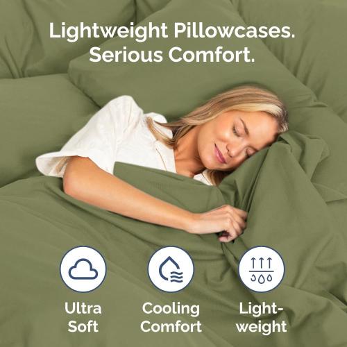 Queen Pillow Cases Set of 2 - Ultra Soft Hotel Quality Pillowcase Covers - Comfy, Cozy & Wrinkle Free - Shrink, Stain & Fade Resistant - Machine Washable Pillow Protectors - 2 Piece Set - Sage Green