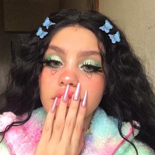 Ahoney Mini Butterfly Hair Clips for Hair with Box Glitter 90s Y2k Hair Accessories for Girls Women (Blue)