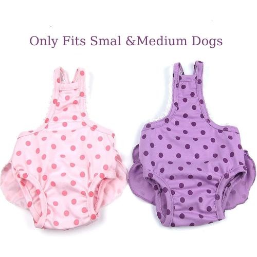 2 Pieces Washable Female Diapers with Suspender Comfort Reusable Doggy Diapers Reusable Puppy Sanitary Panties Dog Underwear Diaper for Small Girl Dogs in Period Heat (Pink&Purple,M)