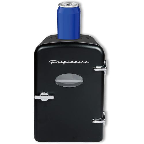 Frigidaire BLACK Retro Mini Portable Personal Fridge - Ideal for Home, Office or Dorm - Features Active Cooling Can Holder on Top - Includes Carrying Handle,(No Charger, no test)