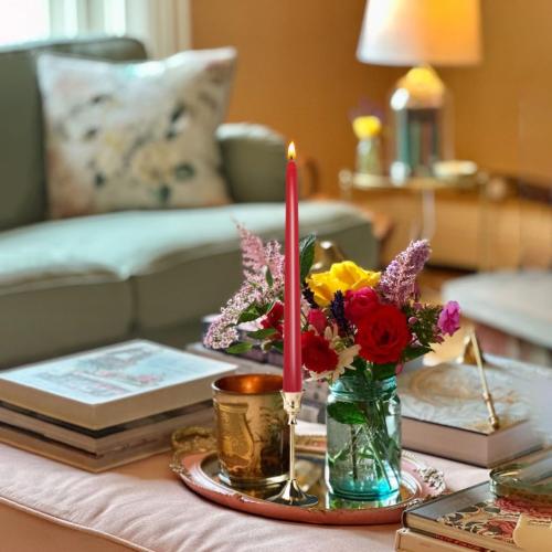 Set of 7 Red Colored Taper Candles, Dripless Unscented Skinny 10 Inch Tall Wax Candlesticks for Home Party Wedding Table Decoration