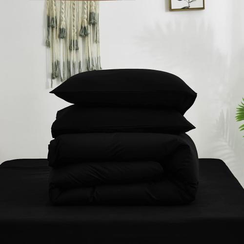 Cottonight Black Comforter Set - Full Size, 3 Piece, Modern Dark Color, Soft Quilts & Blanket - Gothic Style