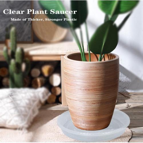 OVZILKI Plant Saucer 4 Pack of 16 inch, Clear Plastic Flower Plant Pot Saucer, Heavy Duty Plant Drip Trays Saucers for Indoor, Plant Water Tray for Planters