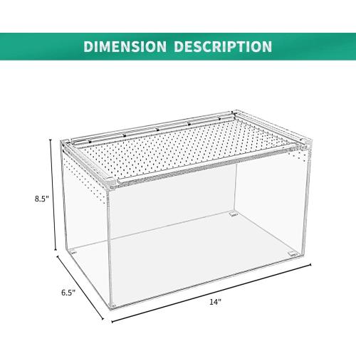 Size 14*6.5*8.5Reptile Terrarium Reptile Breeding Box, Magnetic Acrylic Enclosure，for Snake, Tarantula，Hermit Crab，Jumping Spider，Iguana，Leopard Gecko，Bearded Dragon, Insect, Mantis