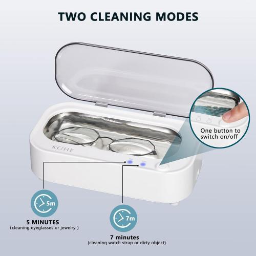 Jewelry Cleaner Machine - 48Khz Silver Cleaner Machine for Eye Glasses, Ring, Earring, Necklaces, Watch Strap, Makeup Brush, 304 Stainless Steel Tank with 12OZ