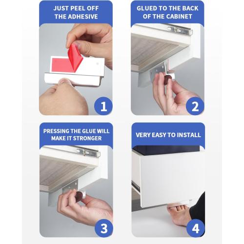Adhesive Touchless Foot Pulls for Cabinet Trash Can Silvery 4'' Touchless Hands Free Trash Opener for Overlay Kitchen Cabinet Door Bins (1, FH01-Silvery)