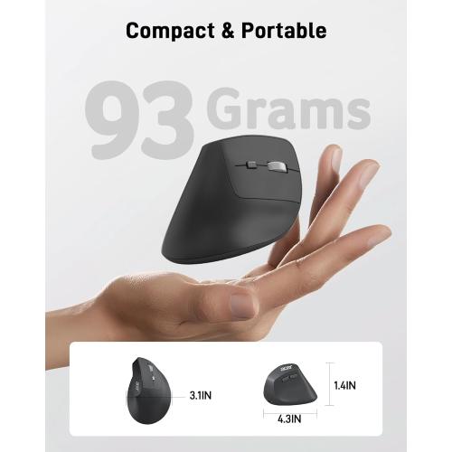 acer Ergonomic Mouse Wireless, Adjustable DPI Vertical Mouse 1000/1200/1600 with 6 Buttons, Rechargeable Ergo Mice with 2.4GHz USB Receiver for Computer, Laptop, PC, iMac and Desktop