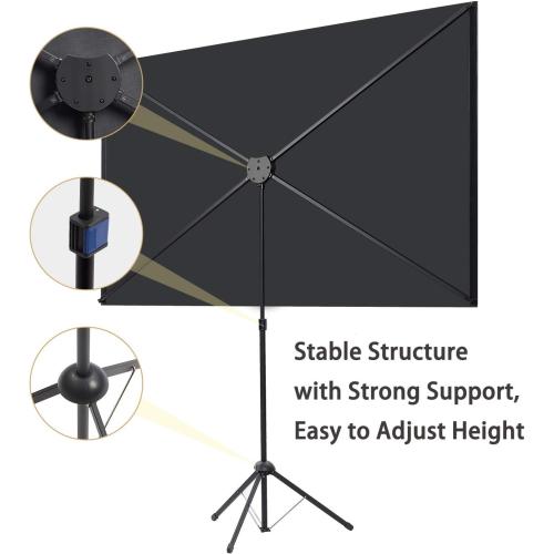Portable Projector Screen with Stand, Outdoor Movie Screen, 80 Inch 16:9, Light-Weight, Mobile and Compact, Easy Setup and Carrying, Projection Screen with 1.2 Gain Glass Fiber, Idea for Home Cinema.