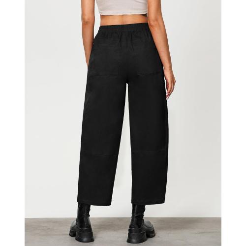 SIZE 3XL-GRAPENT Wide Leg Pants Woman High Waisted Trendy Cropped Barrel Pull On Baggy Elastic Waist Loose Fit Pants with Pockets