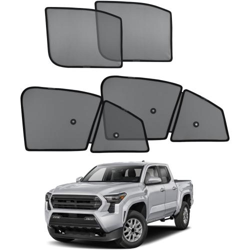 ECOZEN Car Window Sunshade for 2024-2025 2026 Toyota Tacoma Accessories - 4 Pcs Pack Side Sun Shade Magnetic Sunshade Insulate Heat & UV with Breathable Mesh - 2024-2026 Tacoma Double Cab Only