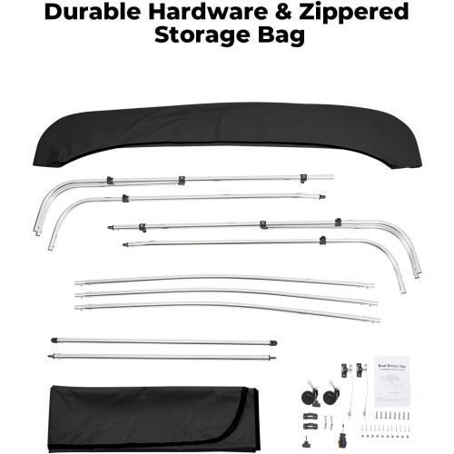 KEMIMOTO Bimini Top for Boat, Bimini Tops Cover 600D Marine Grade Canvas Boat Canopy with 6ft Length 54 in - 96 in Width 46 in Height, Includes Mounting Hardware, Straps Rear Support Poles