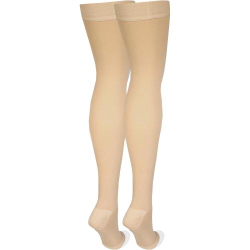 Size 2x-large Amazon Basic Care Medical Compression Stockings, 20-30 mmHg Support, Women & Men Thigh Length Hose, Open Toe, Beige, 2X-Large (Previously NuVein)