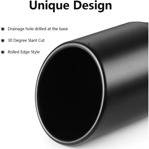 A-KARCK 4 Inch Exhaust Tip, Universal 4'' Inlet 6 Outlet 12 Long Stainless Steel Bolt On Exhaust Tailpipe Black Muffler Tip for Truck